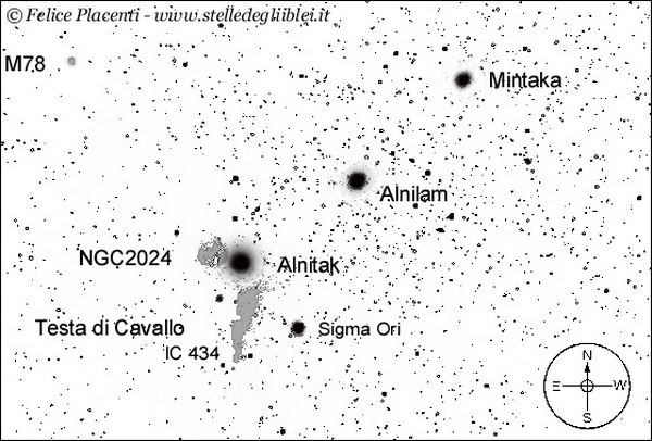 Cartina della Cintura di Orione